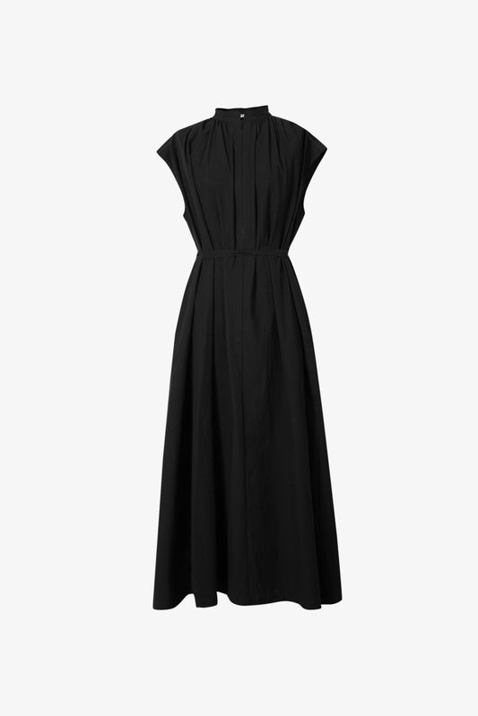  black sleeveless work dress with belt for business casual women dress view